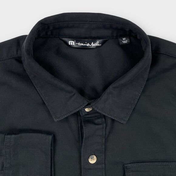 Travis Mathew Coolmax Shirt Mens Medium Black Button Up Stretch Outdoor Travel - Picture 6 of 11